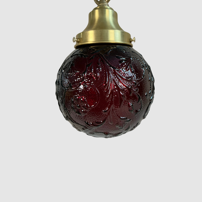 Antique Ruby Globe Pendant Light Fixture