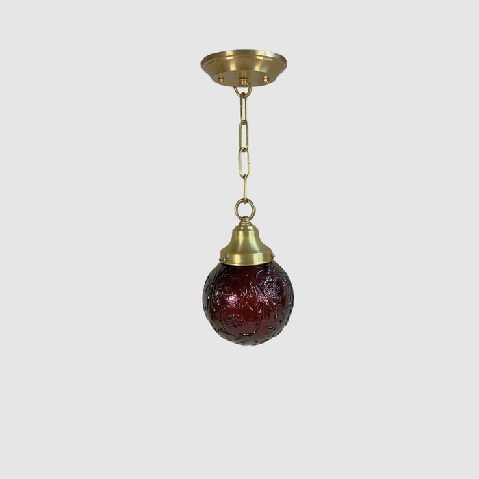 Antique Ruby Globe Pendant Light Fixture