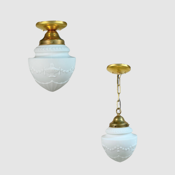 Victorian Frosted Milk Glass Light Fixture