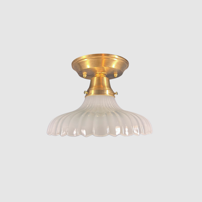 Antique Ribbed Glass Light Fixture